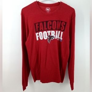 47 Atlanta Falcons Football NFC South Red Lettered Long Sleeve Cotton Blend Tee